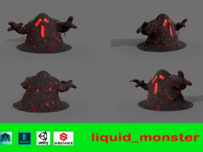 Liquid monster Low-poly 3D model