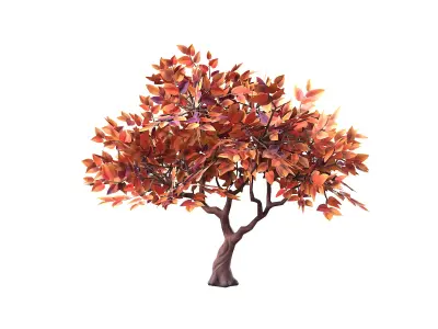 Stylized Tree 04 Autumn Low-poly 3D model