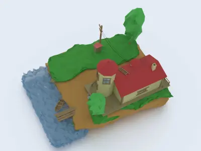 an old house Low-poly 3D model