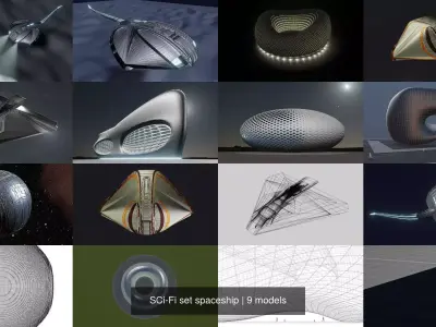 SCi-Fi set spaceship 3D Model Pack