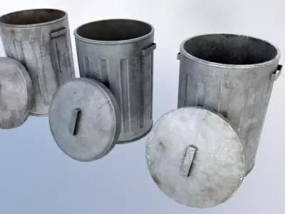 Trash Can Low-poly 3D model