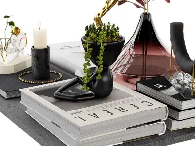 Decorative set with Astronaut Hydroponic Vases Glass 3D model