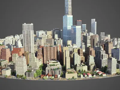 Round city C3 Low-poly 3D model