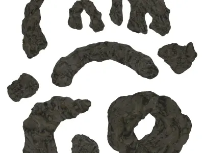 Cave tunnel and rocks mossy mountain PBR 8K Blundle KIT 3D model