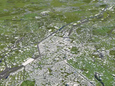 Brussels 50x50km City Map Model 3D model
