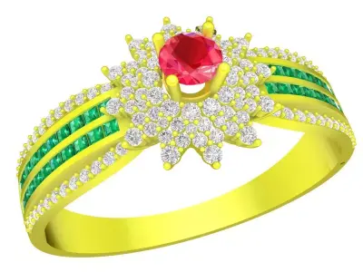 Luxury Halo Emerald Channel Ring for Women 6269 3D print model