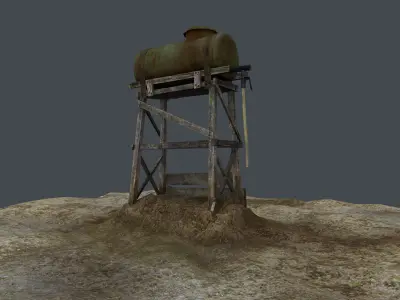 Old Water Tank Tower Low-poly 3D model