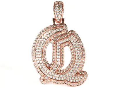 Tattoo fonts Q alphabet pendent 3D print model