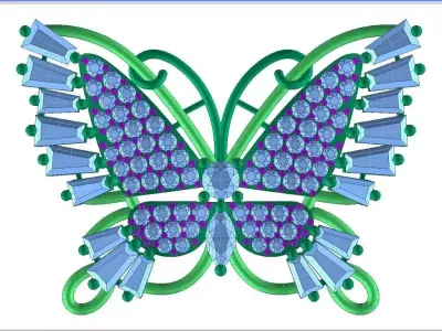 Butterfly Pendant 3D print model Texture