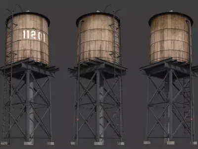 New York Water Tank Low-poly 3D model