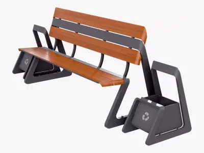 Eco City Bench Integrated Bins M1 3D model