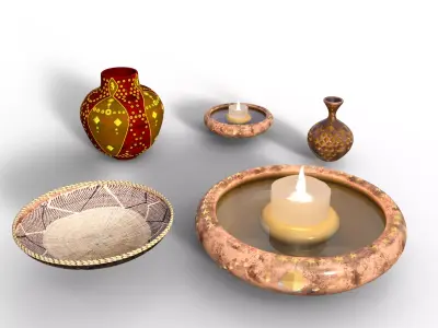 Tribal House Props Low-poly 3D model