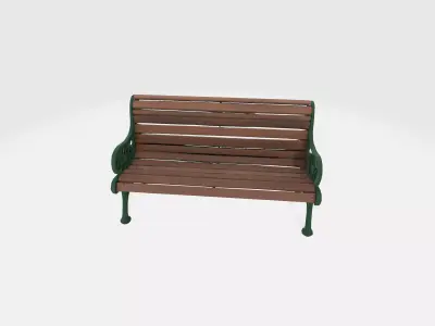 Classic Victorian Park Bench - Game Ready PBR Low-poly 3D model