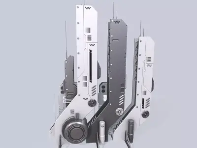 Futuristic building Low-poly 3D model get