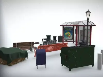 City Props Collection Low-poly 3D model