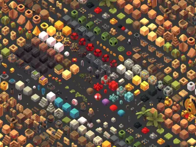 Cube World Bundle - Proto Series Low-poly 3D model