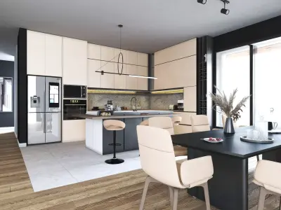 Kitchen Dinning  Interior Scene  for 3dsMax HDRI Light Vray  FBX Low-poly 3D model