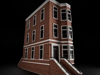 BROOKLYN BROWNSTONE REGULAR OLD BUILDING 007 Low-poly 3D model