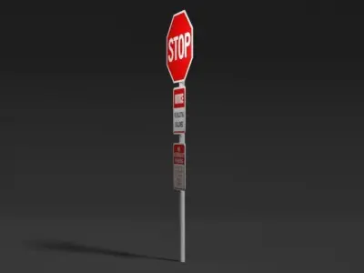 Stop Sign Low-poly 3D model get