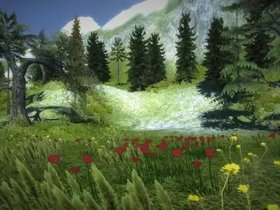 Mountain Vegetation Low-poly 3D model