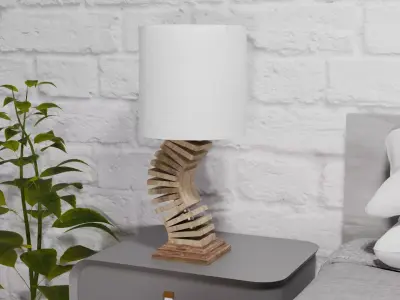 Expanded Wood Abstract Table Lamp Low-poly 3D model