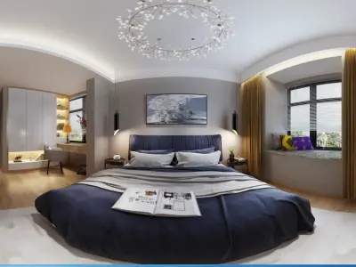 Simple and cozy bedroom Vray 3D modelA07 3D model