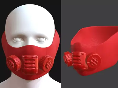 Gas mask helmet 3d model scifi Low-poly  Low-poly 3D model