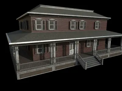 Horror House  and  Furniture Pack Low-poly 3D model