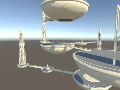 Floating Modular Heaven Fantasy Environment Free 3D model