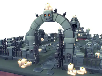 Cemetery Set - Proto Series Low-poly 3D model