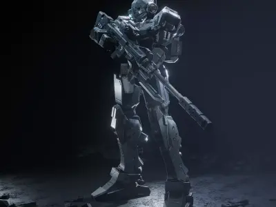 Gundam GM Sniper Custom Low-poly 3D model