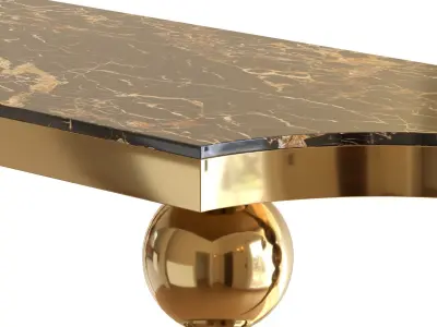 Classical Black Marble Console Table Narrow Entryway Table  3D model