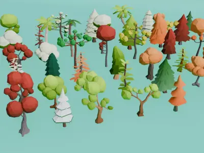 Low Poly Trees Pack Assets Low-poly 3D model