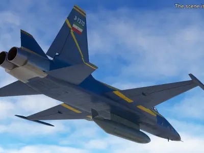  HESA Saeqeh Iranian Combat Aircraft Blue Rigged 