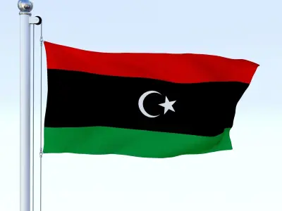 Animated Libya Flag Low-poly 3D model