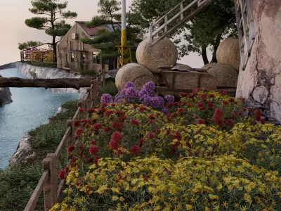 A tranquil rural scene  Made with blender  3D model