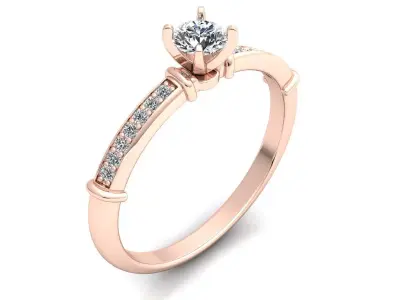 Round diamond wedding set ring 3D print model