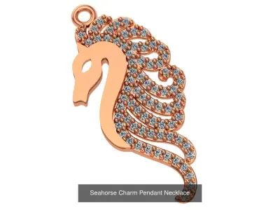 5 Seahorse Charm Pendant Necklace 3D Model Pack