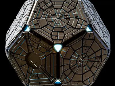 Geometrical Spacecraft Hedra Sphere Round Sci-Fi Space Station Low-poly 3D model