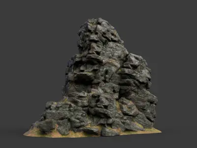 Low poly Black Cliff Modular Rock 210423 Low-poly 3D model