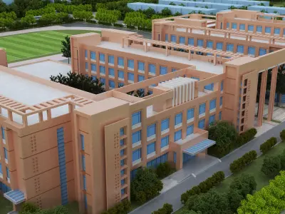 School Building012 Low-poly 3D model