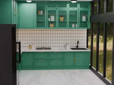 Kitchen Interior Low-poly 3D model