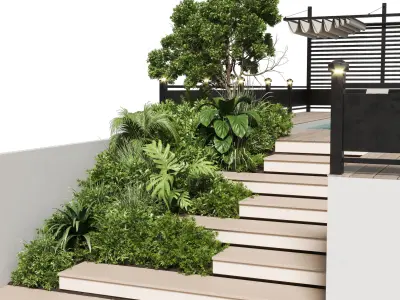 Landscape furniture with Pool and roof garden 22 Low-poly 3D model