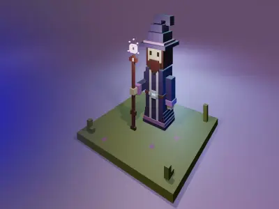 Voxel Wizard Low-poly 3D model