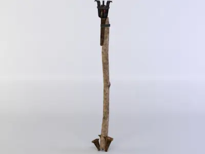 Torch wooden stick with two handles Low-poly 3D model