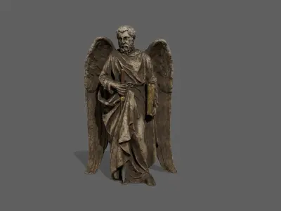 Old Man Statue Low-poly 3D model 16
