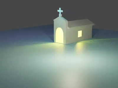 Cherch church with light shining Free low-poly 3D model