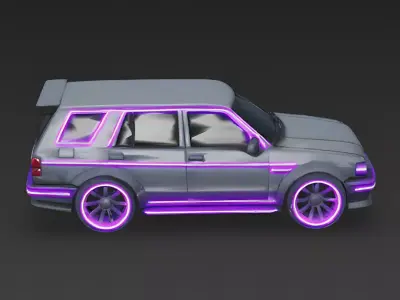 Cyberpunk Neon Street SUV 3D Model Low-poly 3D model