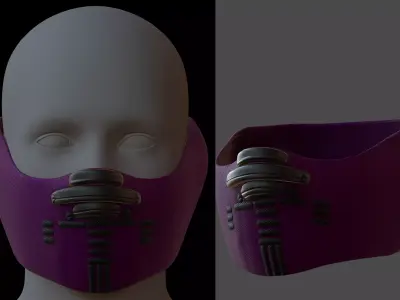 Gas mask helmet 3d model scifi Low-poly  Low-poly 3D model