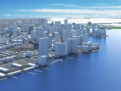 Miami City Florida Low Poly 3d model Stylized VR AR Town Low-poly 3D model